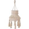 Zerodeko Paralume Macramè Boho E27 Beige in Corda di Cotone Intrecciata | Struttura in Metallo, Stile Vintage Chic, per Corridoio e Studio