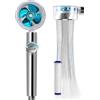 JJiaoLinin Soffione Doccia,Soffione girevole a 360°,Doccino per Doccia ad Elica ad Alta Pressione,Risparmio Idrico Doccia,Doccetta con Funzione di Arresto,con 1 Elementi Filtranti in PP Cotone(Blu)