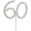 Brides Companion - Topper per torta in finti diamanti scintillanti, con numero, Vetro, Silver, 60th