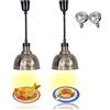 VFDZ Lampada Riscaldante per Alimenti, Sospesa Lampade Scaldavivande Cucina Regolabile in Altezza, 250W Lampade Riscaldanti per Cucina a Buffet per Ristoranti, Hotel(Acciaio Inox, 2 Pezzi)