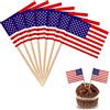 YXHZVON America Bandiera Stuzzicadenti, 100 Pezzi Cocktail Stick Bandiere Mini Bandiera Cupcake Toppers Stick per Festa Cibo Torta Frutta Piatti Festa Pub Decorazione