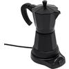 FortyFor Caffettiera elettrica da 300 ml, colore nero, per caffè elettrico, per 4-6 tazze, moka, espresso