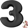 YXHZVON Stampo Torta Numero 3, Stampi con Forme Particolari in Silicone, Grande Stampo per 3D Torta, Stampi Numeri Grandi per Compleanno Matrimonio Feste(Nero)