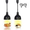 VFDZ Lampada Riscaldante per Alimenti, Sospesa Lampade Scaldavivande Cucina Regolabile in Altezza, 250W Lampade Riscaldanti per Cucina a Buffet per Ristoranti, Hotel(Nero, 2 Pezzi)
