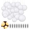 GothicBride 30 lanterne di carta bianca con 30 mini palloncini a LED bianco caldo