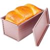 Generico Stampo Pane In Cassetta Con Coperchio - Teglia Rettangolare Antiaderente Per Carrè E Toast | Stampo Pullman Per Pane Fatto In Casa (450g - 500g) | Ideale Per Dolci E Plumcake (Oro/Nero)