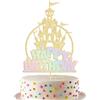 Gyufise 1 topper per torta di compleanno con castello congelato glitter principessa decorazione per torta fiocco di neve castello a tema congelato topper per torta per inverno paese delle meraviglie