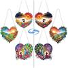 CXINLky DIY Diamond Art Painting Gufo Ciondolo con catena, Diamond Painting Irregolare per finestre, kit di arazzo da parete per finestre, pareti, giardini, decorazioni 04