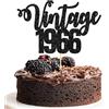 Gyufise Confezione da 1 topper per torta vintage 1966, glitterato, per 60° compleanno, per 60° compleanno, uomini e donne, 60 anni favolosi e felici sessanta forniture per feste, nero