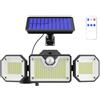 Posheliox Lampada da parete solare a 4 teste per esterni, impermeabile, sensore di movimento, lampada da giardino con telecomando, luci luminose per vialetti regolabili (B)