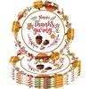 YAAVAAW Piatti di Carta Usa e Getta per Autunno del Ringraziamento 23cm,16 Pezzi Modello Zucca Piatti di Carta Rotondi Biodegradabili,Stoviglie Monouso Decorazione Desktop per Festa del Ringraziamento