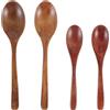 Oruola 4 cucchiaini piccoli per sale, piccoli cucchiai in legno per miele, 2 misure, per miele, tè, caffè, marmellata, zucchero, gelato e sali da bagno, 18,8 e 15 cm di lunghezza