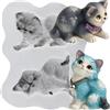 MINFEIDMS Stampo in silicone a forma di gattino per fondente | Pasta di gomma per decorare torte e cupcake, pasta di zucchero, argilla polimerica