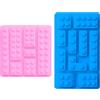 Jagowa 2 stampi per mattoni da costruzione in morbido silicone per cioccolato, caramelle, cupcake, decorazione fai da te (rosa chiaro, blu)