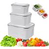 Generic Contenitore per alimenti 4 in 1, a tenuta stagna con scolapasta rimovibile e coperchio ermetico, grande contenitore per frutta e verdura per organizzare il frigorifero con cestello di scolo (Gray)