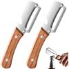 GINGER TECH 2 pelapatate multifunzione per cucina, 2 in 1, in acciaio inox, con manico in legno e apribottiglie, per frutta, mela, patate, zucca, papaya