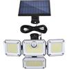 Posheliox Lampada da parete solare a 4 teste per esterni, impermeabile, sensore di movimento, lampada da giardino con telecomando, luci luminose per vialetti regolabili (G)