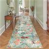 HUGEAR Verde Tappeto Cucina 80x400cm Tappeti Corridoio Passatoia Scendiletto Antiscivolo Lavabile Moderno Motivo Floreale Lungo Rettangolare Pelo Corto Rug