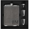 Stepdiy Set regalo da uomo con fiaschetta in acciaio inox 304, da 237 ml, per whisky e alcol, personalizzabile con iniziali, per matrimoni, sposo, Natale, compleanno (grigio)