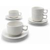 Leonardo Luxury Home Design Set 4 Tazze da The Porcellana Bianca Piattino 180 ml Resistenti Eleganti Lavastoviglie Microonde Cappuccino Caffè Latte Idea Regalo (4 Classiche Impilabili)