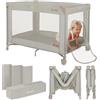 LIONELO Lettino da Viaggio AMELIE 2in1per bambini dalla Nascita a 15 kg, Lettino Pieghevole e box bambini 100 x70 x 69 cm con Ingresso laterale, Materasso, Compacto, 2 Ruote, Borsa da viago