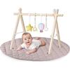 Lionelo ANIS SET Palestrina Neonato Baby Gym con Centro di Attività in legno, Giochi Sensoriali Rimovibili, tappetino Antiscivolo, Metodo 101 cm