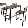 Kit Closet Coimbra Kit Closet - Set 3 pezzi Tavolo con 2 sgabelli alti, Design rustico, Marrone 87 x 45 x 90 cm