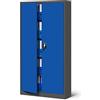 Jan Nowak Armadio da Ufficio C001 Archivio per Officina in Metallo Verniciato a polvere Chiudibile 185 cm x 90 cm x 40 cm (Antracite-Blu)
