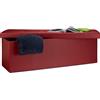 Relaxdays 10019045_708 Sgabello Pieghevole Cassapanca Pouf, finta pelle, Rosso Scuro, 114 x 38 x 38 cm