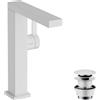 hansgrohe Tecturis E - Rubinetto per lavabo con push-open, risparmio energetico (CoolStart), Miscelatore lavabo risparmio idrico (EcoSmart) con altezza bocca 211 mm, bianco opaco, 73060700