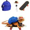 TTMIMIK Confezione da 3 accessori con draghi barbuti giocattolo lucertola zaino regolabile cappello e mini skateboard adatto per lucertola, draghi barbuti, criceti, pappagalli, piccole tartarughe