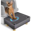 Bartuke Rampa per lettiera per gatti extra large, con piedini in legno, funzione filtro, sgabello a pedale per lettiera autopulente, ideale per gattini e gatti anziani (grigio scuro)