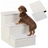 PawHut Scaletta per Cani a 3 Gradini con Vano Contenitore, Scala per Animali Domestici Pieghevole con Rivestimento Lavabile, 40x54x48 cm, Bianco