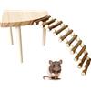 Wenrou Piattaforma per Gabbia per Criceti con Gambe, Piattaforma per Attività di Gioco, Criceti in Legno Naturale con Scaletta, Giocattolo da Masticare con Scala, per Criceto, Gerbillo, Cincillà