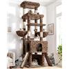 Globlazer Tiragraffi Leopardo XXL per Gatti Adulti Alto 200 cm con 2 Grandi Piattaformas, 2 Grand Grotta, 2 Rampas Sisal, 2 Cestini, Albero Tiragraffi Stabile per Multipli Gatti Grandi (Z78, Leopardo)