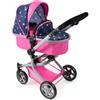 Bayer Chic 2000 595-33 Passeggino per bambole Mika, passeggino combinato 2 in 1, per bambini dai 4 agli 8 anni, Butterfly, Pink Navy, 73 x 41 x 82 cm
