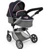 Bayer Chic 2000 - Passeggino per bambole Mika, passeggino combinato 2 in 1 per bambini dai 4 agli 8 anni, grigio melange