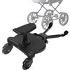 Jaxguom Kiddy Board per passeggino con sedile, pedana universale con sedile rimovibile, doppia ruota a 360 gradi, regolabile, fino a 25 kg, nero