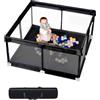 dearlomum Box per bambini, extra large, area giochi per bambini piccoli, sicura per interni ed esterni, con base antiscivolo, facile da montare e riporre, senza BPA, (130 x 130 x 66 cm, nero)