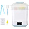 Thalyrnn Sterilizzatore e asciuga biberon 5 in 1, sterilizzatore elettrico a vapore, kit di strumenti di pulizia, 2 livelli per biberon, ciucci e accessori tiralatte, bianco