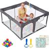 Dripex Box Neonato con Materassino, Recinto per Bambini, Tappeto Gioco Bambini - Grigio