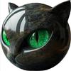 Generico Statuetta in pietra raffigurante un gatto nero, realizzata a mano in resina effetto marmo con occhi color ambra, regalo decorativo per amanti dei gatti e collezionisti. (Green)