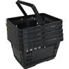 Gerso Set 5 Cestini Spesa Plastica 20L con Manici, Larghezza 40cm, Impilabili - Nero