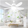 Usper Ventilatore da Soffitto con Luce, 40/30w Lampadario con Ventilatore da Soffitto LED E27 Ventola Lampadina 52/42cm Silenzioso Telecomando, 3 Velocità 3 Colori di Luce per Camera (52CM 40W)