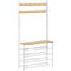 HOOBRO Stand Appendiabiti, Attaccapanni con Scarpiera, Portabiti da Terra con Scarpiera a 5 Livelli, Bianco e Naturale EWN80MT01