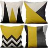 Aoihrraan 55x55cm Set di 4 Federe Cuscini Nero Giallo Bianco Moderno Geometrico Modello Morbido Peluche Corto Quadrato Copricuscini Divano Casa Decorazioni Per Agriturismo All'Aperto Giardino Divano