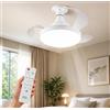 Partenopea Ventilatore da Soffitto con Luce LED E27 Pale Retrattili Telecomando Dimmerabile 3 Temperature Colore 4 Velocità Ventola Lampada Soffitto Silenziosa Attacco E27 per Camera Cucina Studio