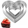 Eulihent Set di 3 Coppapasta Cuore in Acciaio Inox 10/15/20cm Anelli Torte per Mousse Dessert e Pasticceria Stampo Forma Cuore