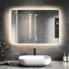 SVNR Specchio da bagno con retroilluminazione, a LED montato a parete, con vetro senza rame da 4 mm, telaio in alluminio, controllo doppio touch, 3000 K-6400 K, LED Smart