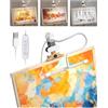 Lamptobe Lampada da Tavolo per Pittura,Lampada con Pinza a 3 Temperature Colore e 10 Livelli Luminosità,Luce per Lettura a Letto,7W Luce per Leggio Musicale a Pinza, Flessibile e con Alimentazione USB （Bianco）